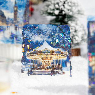 雪落下的声音风景素材PET贴纸冷烫贝壳光创意手帐素材场景装饰diy