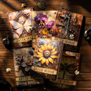 梦中庄园复古立体仿真素材纸蝴蝶仿旧手帐拼贴打底装饰背景便签纸