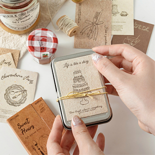 生活印记特种纸素材贴纸轻复古文艺手绘花束海边手账打底拼贴画