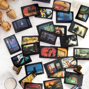 你那儿几点素材豆本贴纸迷你复古文艺手账打底拼贴装饰基础素材