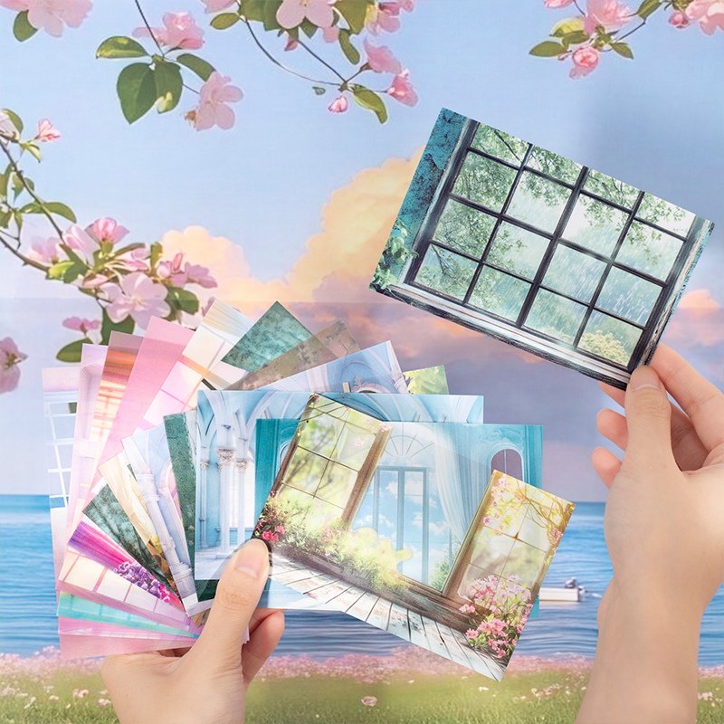 窗外的景色窗户造景PET贴纸梦幻装饰小图案手帐装饰贴贴画场景diy