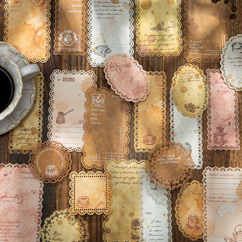 咖啡香笺语蕾丝镂空素材纸