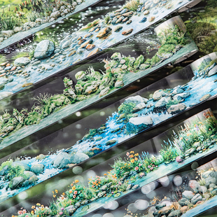 塞纳河畔造景PET胶带复古自然氛围手账打底场景摆拍装饰拼贴素材