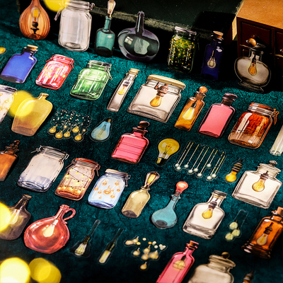 瓶中的星光PET贴纸复古双材质