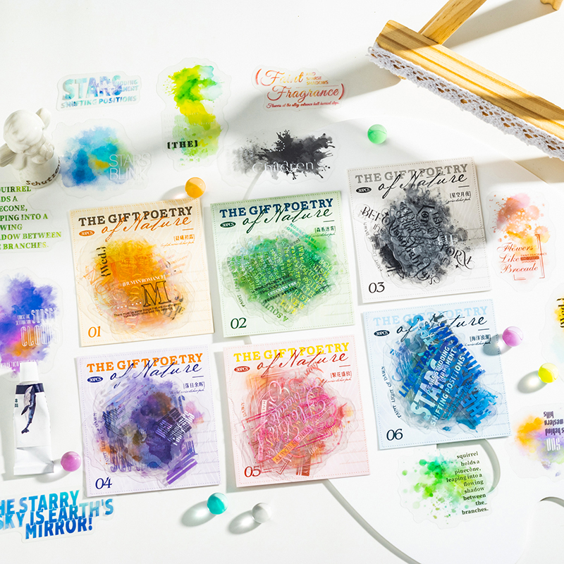 大自然的诗水彩晕染字素PET贴纸