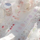 樱桃乐园PET闪砂模切长循环胶带手账拼贴场景装 饰diy基础素材贴画