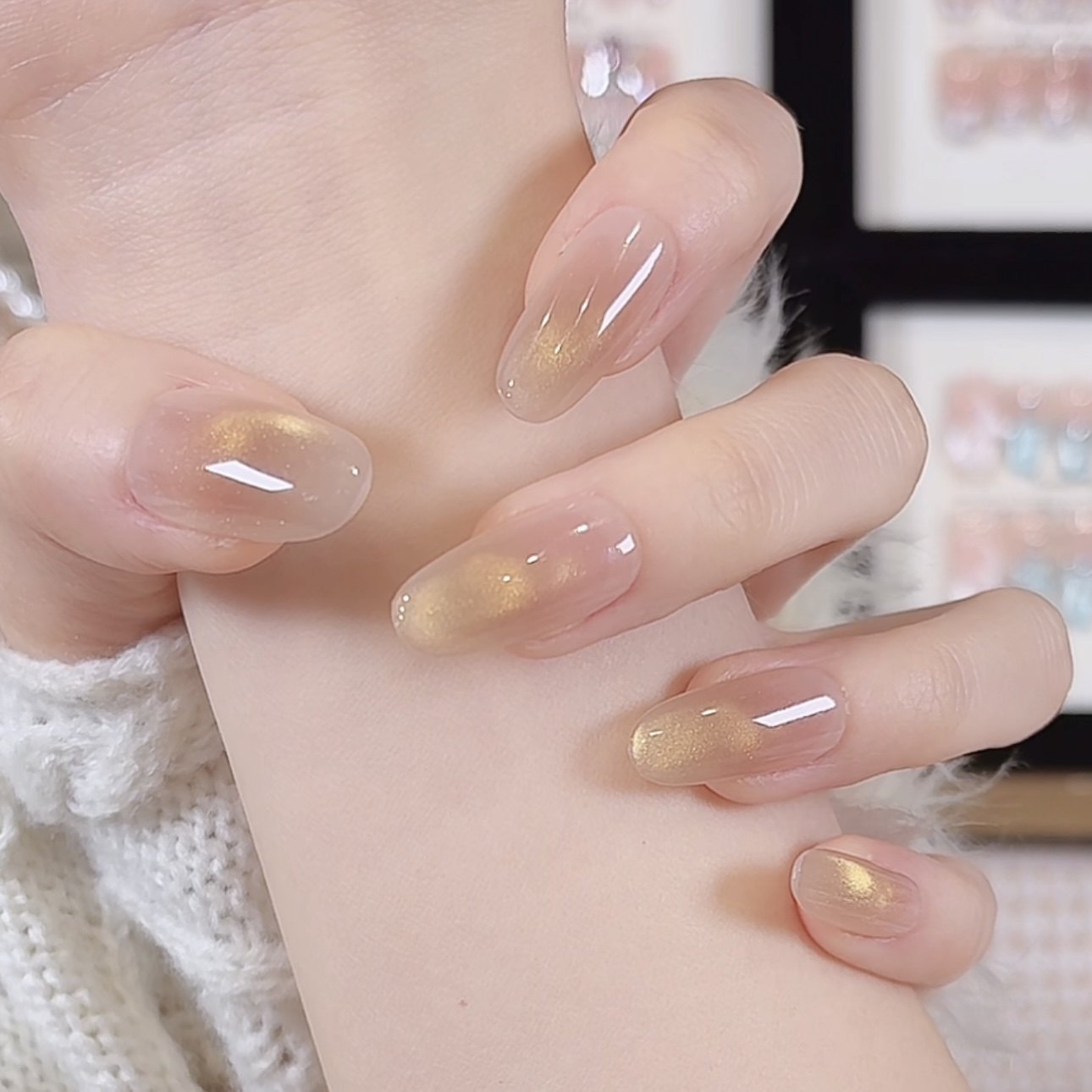 【惊鸿秋月】纯手工穿戴甲片新款显白气质猫眼美甲晕染贴片可拆卸,彩妆/香水/美妆工具,穿戴甲/甲片,淘宝优惠券,粉丝福利购,淘宝优惠卷