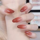 红色玻璃珠 石榴红渐变纯手工穿戴甲显白可拆卸御姐纯欲甲片