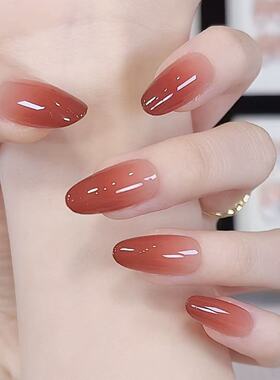 【红色玻璃珠】石榴红渐变纯手工穿戴甲显白可拆卸御姐纯欲甲片