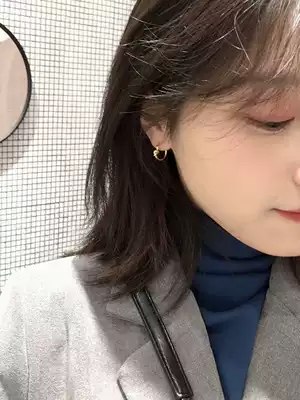 Knot ring ring s925 sterling silver earrings female design sense niche cold style Fashion Net red cool handsome earring ear ring ear buckle tide