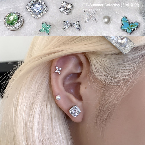 医用钛钢边缘独特耳骨钉多耳洞