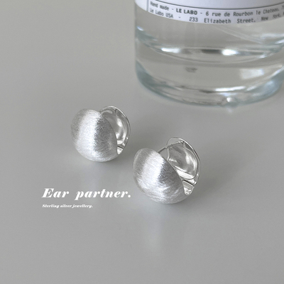 925银针拉丝圆球耳钉女2025新款爆款轻奢小众高级感气质耳扣耳饰