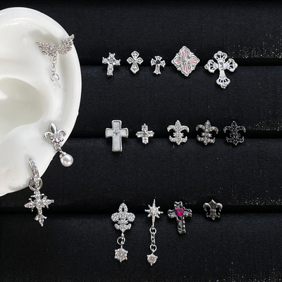 医用钛钢十字架耳钉养耳洞耳骨钉