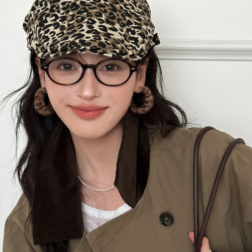 复古豹纹毛绒气质耳环轻奢港风