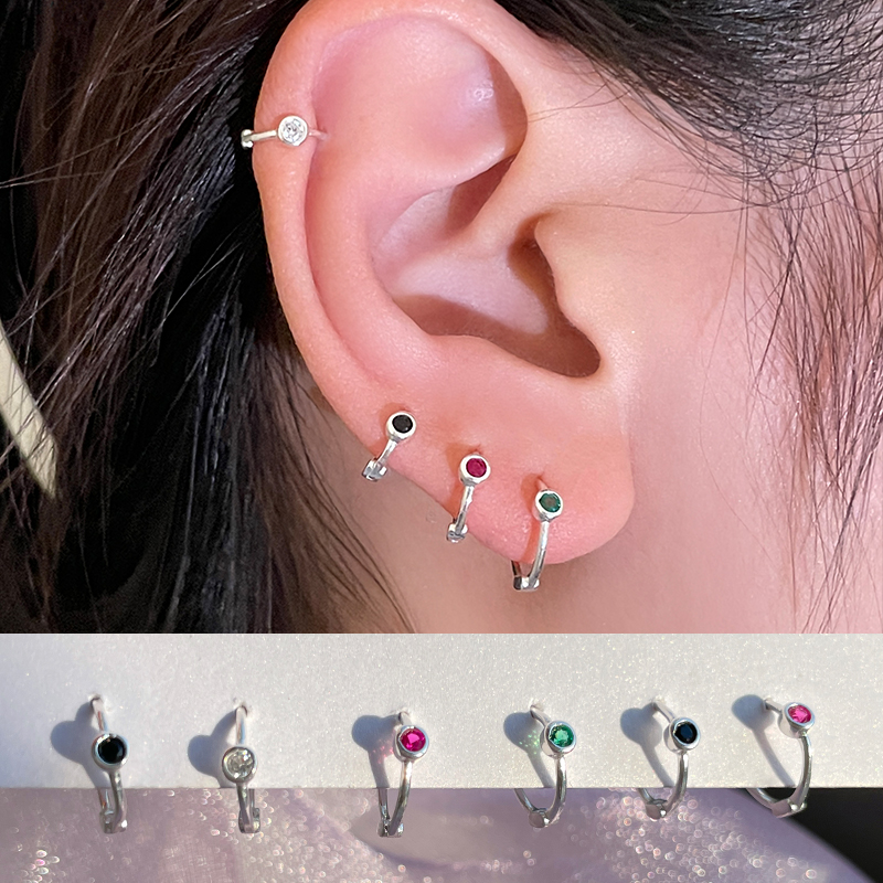 彩色锆石耳环多耳洞叠戴耳骨环