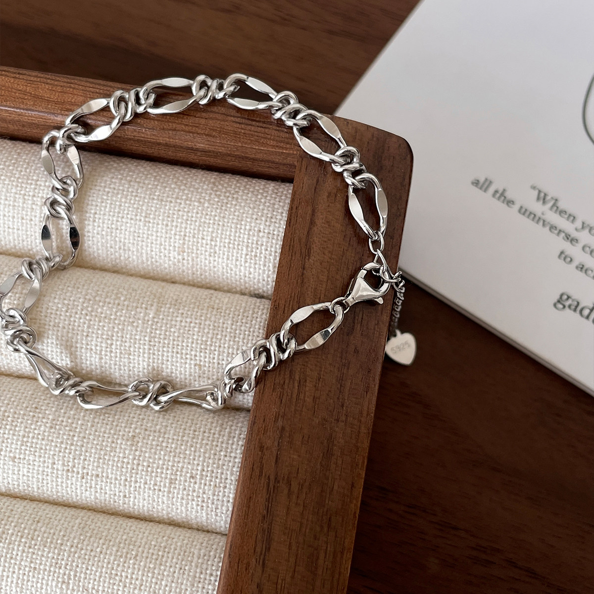 纯银素链条手链女小众设计酷飒冷淡风个性高级感叠戴手饰2026新款