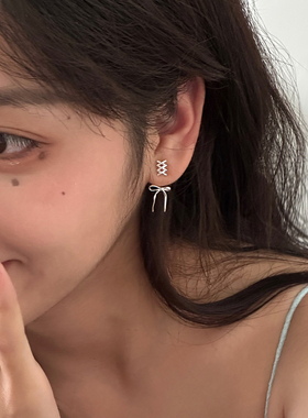 原创甜美蝴蝶结耳钉女纯银针绝美耳坠耳环2026新款爆款高级感耳饰