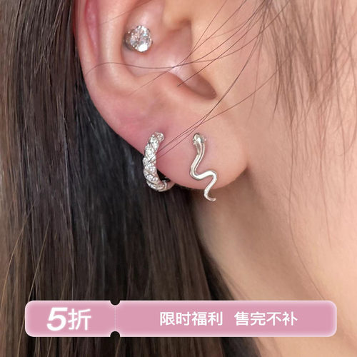 设计感小众百搭小蛇十字耳圈
