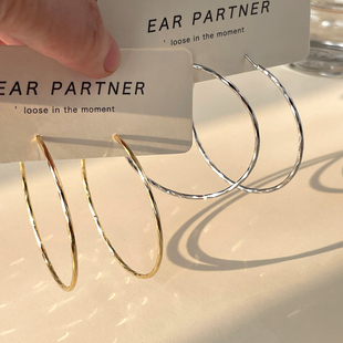 大耳圈女小众设计耳环高级感新款爆款圆圈耳钉银针气质素圈耳饰
