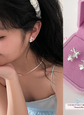 芭蕾舞鞋耳钉女纯银针耳环