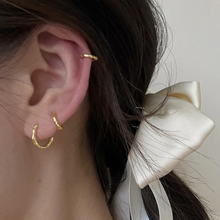 925银针耳环圈圈耳钉女高级感耳骨钉小耳圈冷淡风耳扣气质耳饰