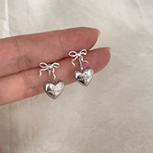 气质银针耳饰 爆款 后挂式 爱心蝴蝶结耳钉女小众设计高级感2025新款