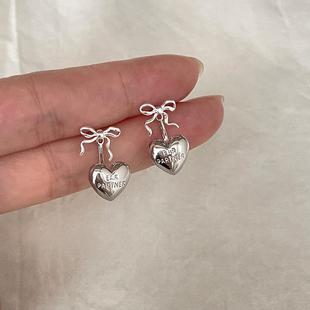 气质银针耳饰 爆款 后挂式 爱心蝴蝶结耳钉女小众设计高级感2025新款
