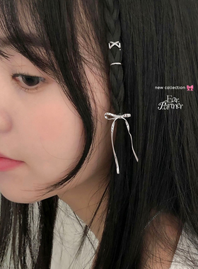 甜酷金属蝴蝶结发扣女边夹侧边刘海夹小发夹前额发环碎发夹子发卡