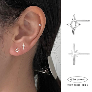 925银针星星耳钉女养耳洞独特漂亮耳环小众设计感高级耳骨钉耳饰