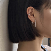 几何线条s925银针耳环女冷淡风韩国气质简约百搭个性 复古港风耳饰