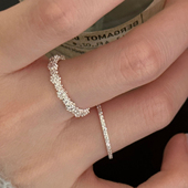 925纯银戒指女生小众设计超闪锆石冷淡风时尚 精致食指戒指环 个性