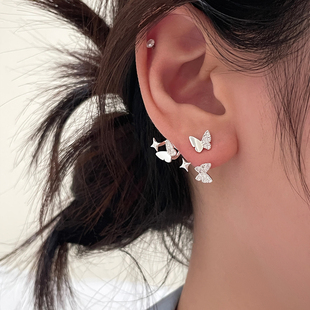 925银针精致蝴蝶星星耳钉女小众设计耳环2026新款 高级感耳饰 爆款