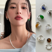 小众高级感圆圈耳扣耳钉耳饰 爆款 新中式 天然玛瑙吊坠耳环2025新款