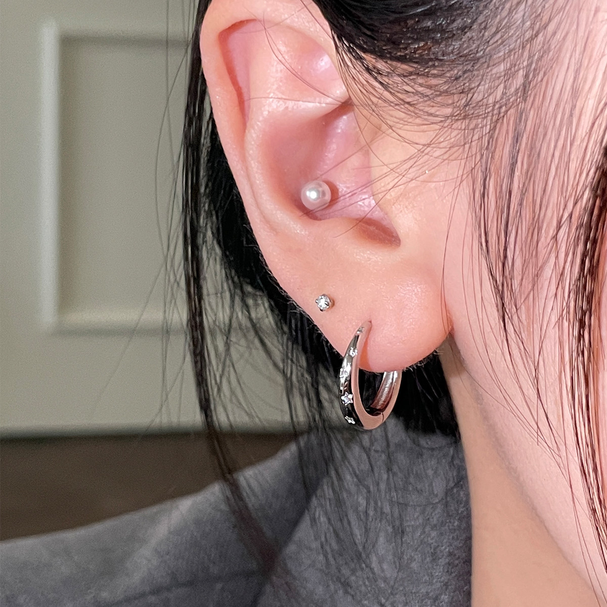 星星耳环2025新款爆款高级感耳钉银针耳圈耳扣轻奢小众设计耳饰女