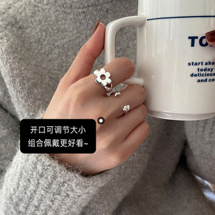 925银饰女生花朵戒指女款小众设计感学生党闺蜜食指指戒2025新款