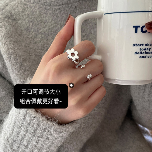 925银饰女生花朵戒指2025新款