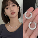 银色拉丝素圈耳环圈圈高级感耳圈小众设计感耳扣冷淡风耳饰耳钉女