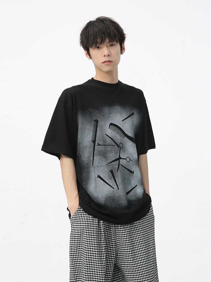 MTLCLOTHES男装|2024春款新品 韩版趣味工具印花纯色ins短袖T恤