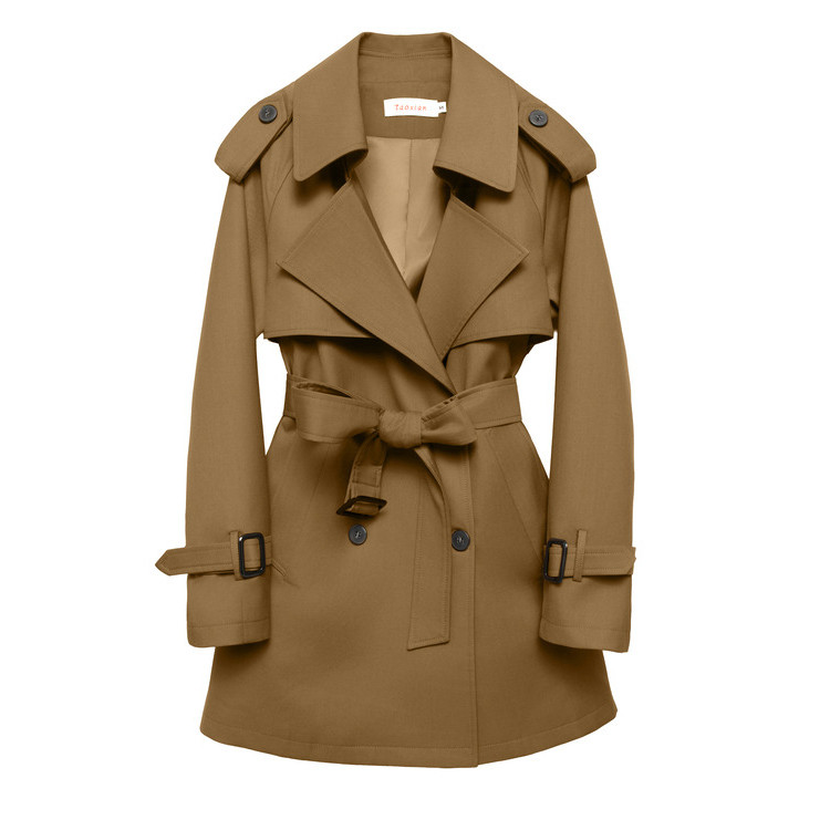 英伦风双排扣短款风衣女收腰系带小个子高级感外套大衣