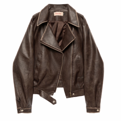 2025年新品复古PU短款皮衣外套