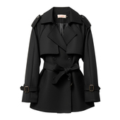 韩版 黑色短款 风衣外套女2026春秋新款 宽松高级质感休闲女大衣