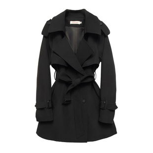 黑色翻领短款 风衣女收腰显瘦小个子高级感外套2026冬