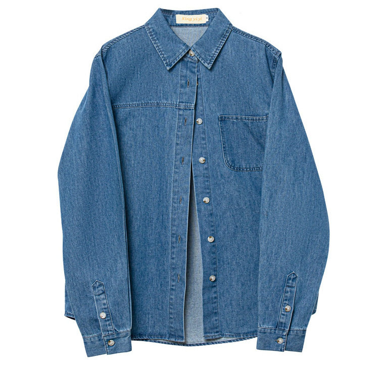 牛仔衬衫女外套青春复古高级感法式春秋计感宽松上衣港味衬衫女,女装/女士精品,衬衫,淘宝优惠券,粉丝福利购,淘宝优惠卷