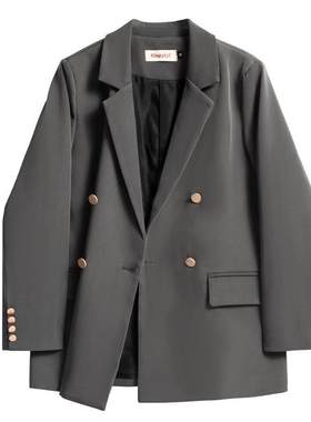 灰色西装外套女春秋高级感西服装
