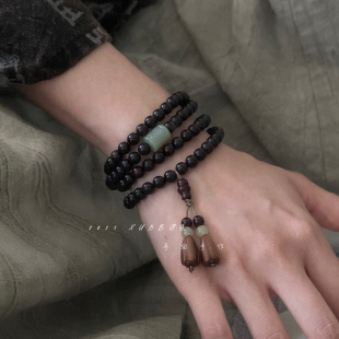 【兰花茶馆】寻宝手作原创设计新中式天然印度小叶紫檀文玩手串