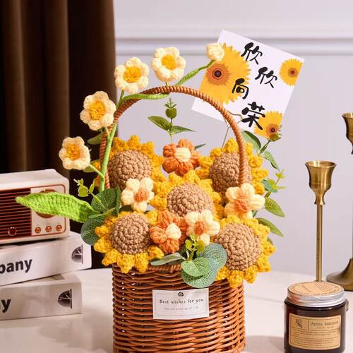 生日礼物女生送闺蜜高级感礼品针织花束创意永生花束摆件送女老师