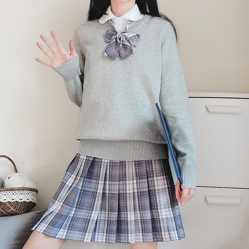 日系制服套头衫V领薄款