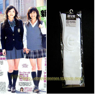 日韓校服配件 学生袜日本订单通学用膝下棉袜３岁以上选码