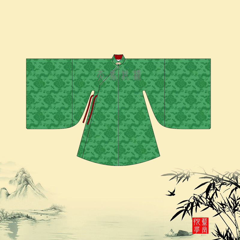 汉服立领斜襟长衫图纸样板打版型