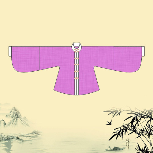 立领对襟琵琶袖汉服纸样裁剪图纸